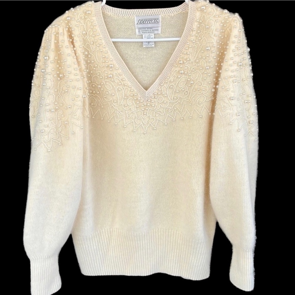EUC Vintage Angora Blend Pearl Studded Sweater